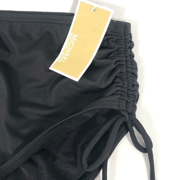 Michael Kors Black Bikini Bottoms Size 18W Roughed Tie Up Sides Brand New - Picture 2 of 5